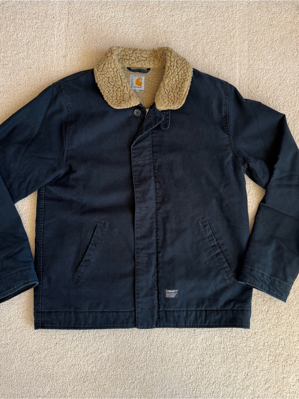 Carhartt WIP Lined Jacket with Tan Sherpa Collar
